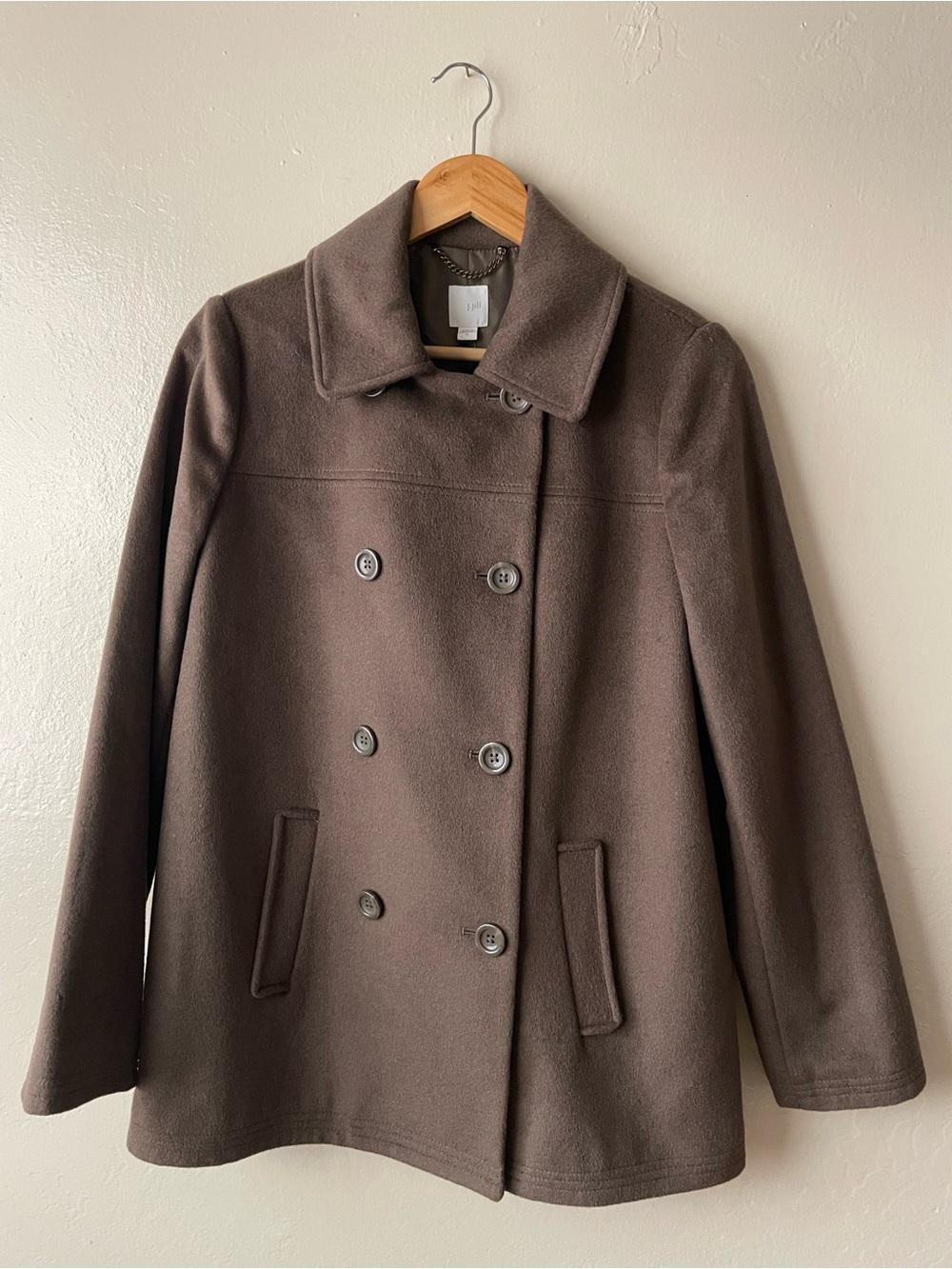 J. Jill women’s taupe Brown Double-Breasted Peacoat